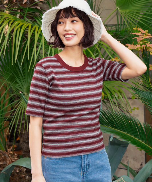 ボーダー フライス コンパクト 半袖 Tシャツ 853-5976