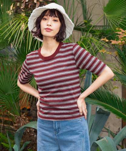 ボーダー フライス コンパクト 半袖 Tシャツ 853-5976
