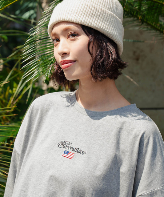 国旗 ロゴ ワンポイント 刺繍 ビッグ Tシャツ 853-5979