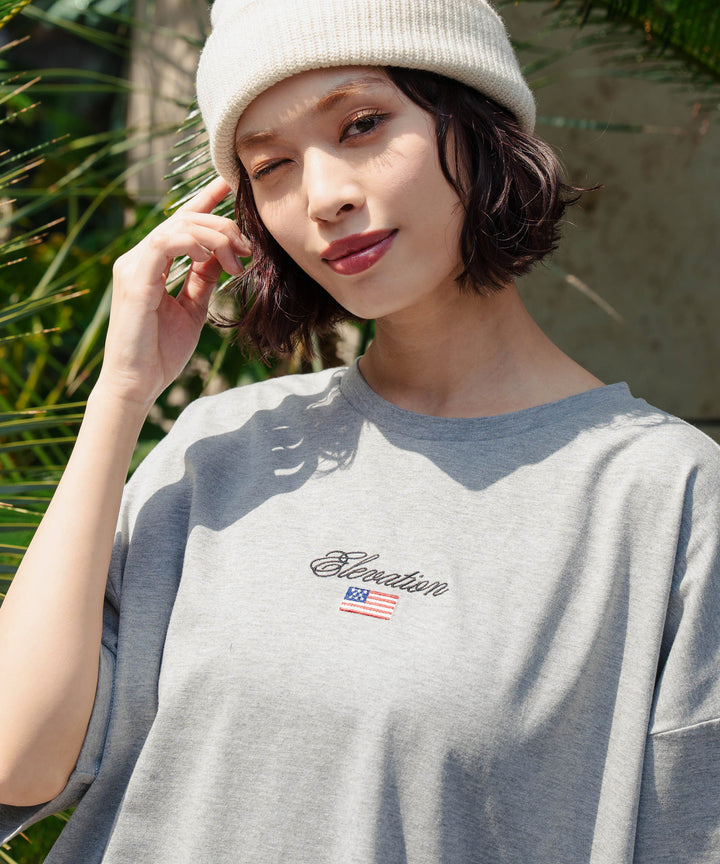 国旗 ロゴ ワンポイント 刺繍 ビッグ Tシャツ 853-5979