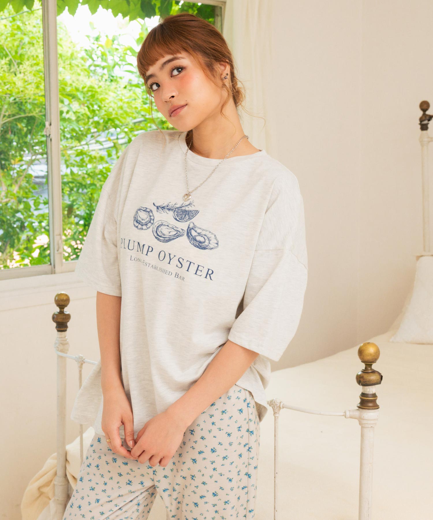 オイスター プリント 半袖 オーバーサイズ Tシャツ 853-6024 – ANAP