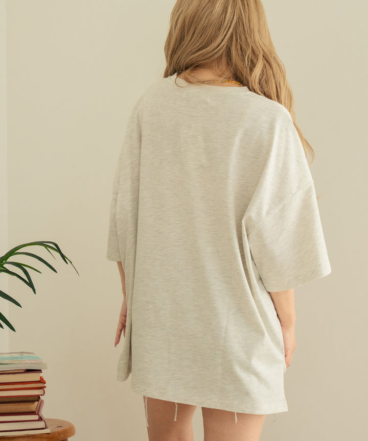 オイスター プリント 半袖 オーバーサイズ Tシャツ 853-6024