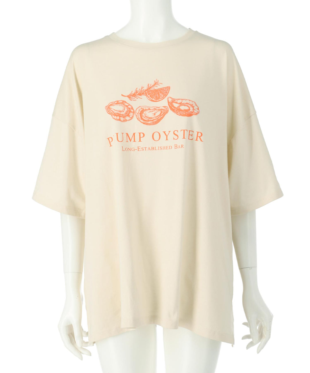 オイスター プリント 半袖 オーバーサイズ Tシャツ 853-6024