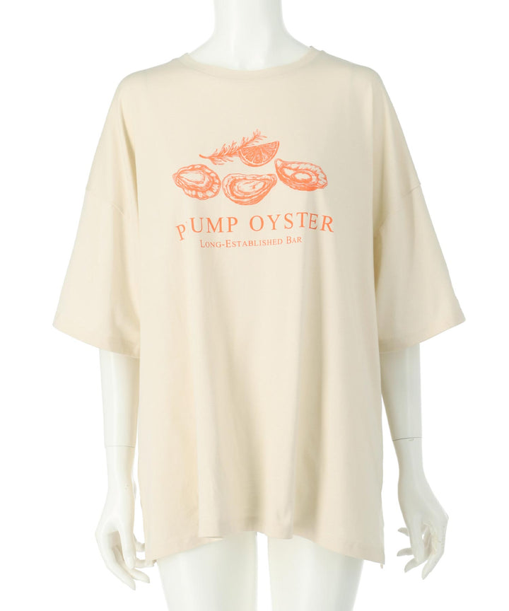 オイスター プリント 半袖 オーバーサイズ Tシャツ 853-6024