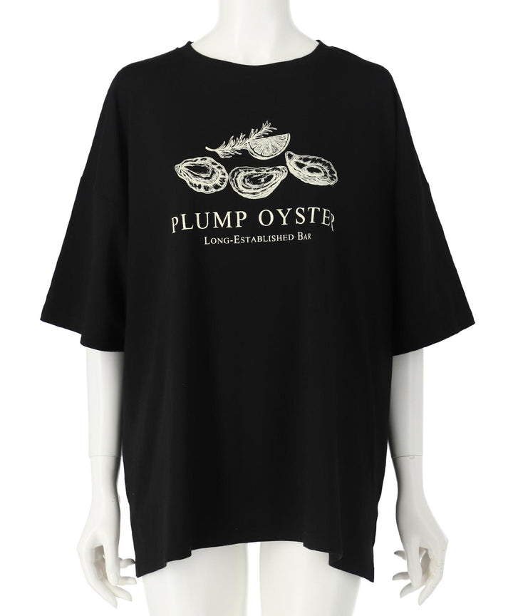 オイスター プリント 半袖 オーバーサイズ Tシャツ 853-6024