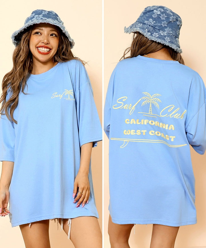 サーフ プレート メッセージ カラー ロゴ 刺繍 Tシャツ 853-6026
