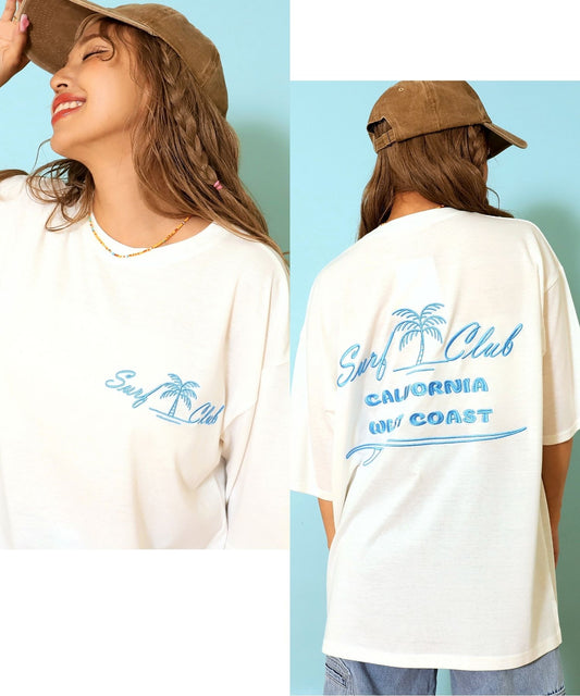 サーフ プレート メッセージ カラー ロゴ 刺繍 Tシャツ 853-6026