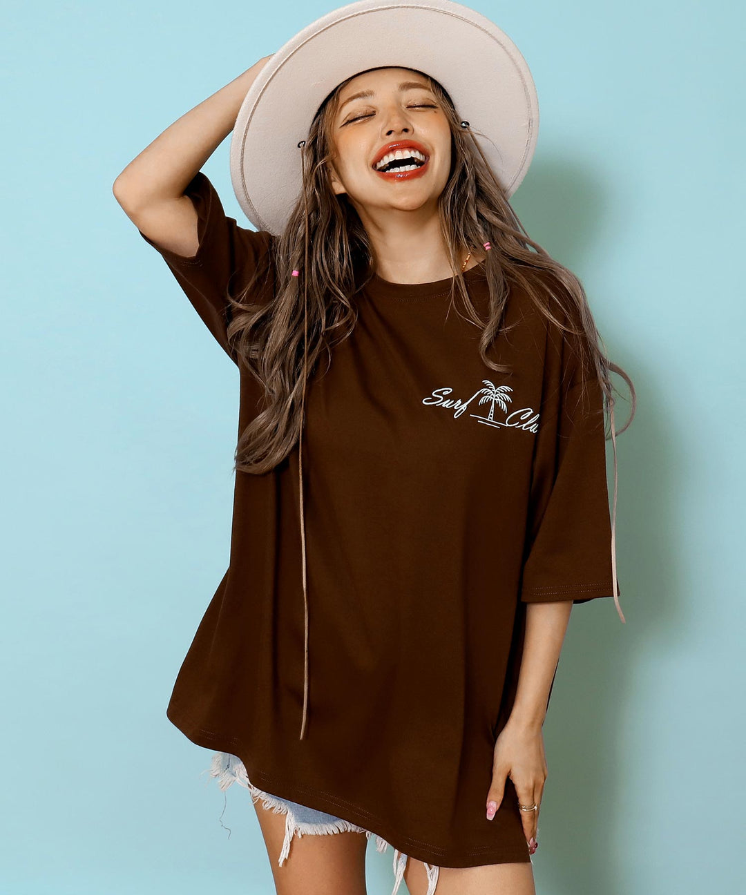 サーフ プレート メッセージ カラー ロゴ 刺繍 Tシャツ 853-6026