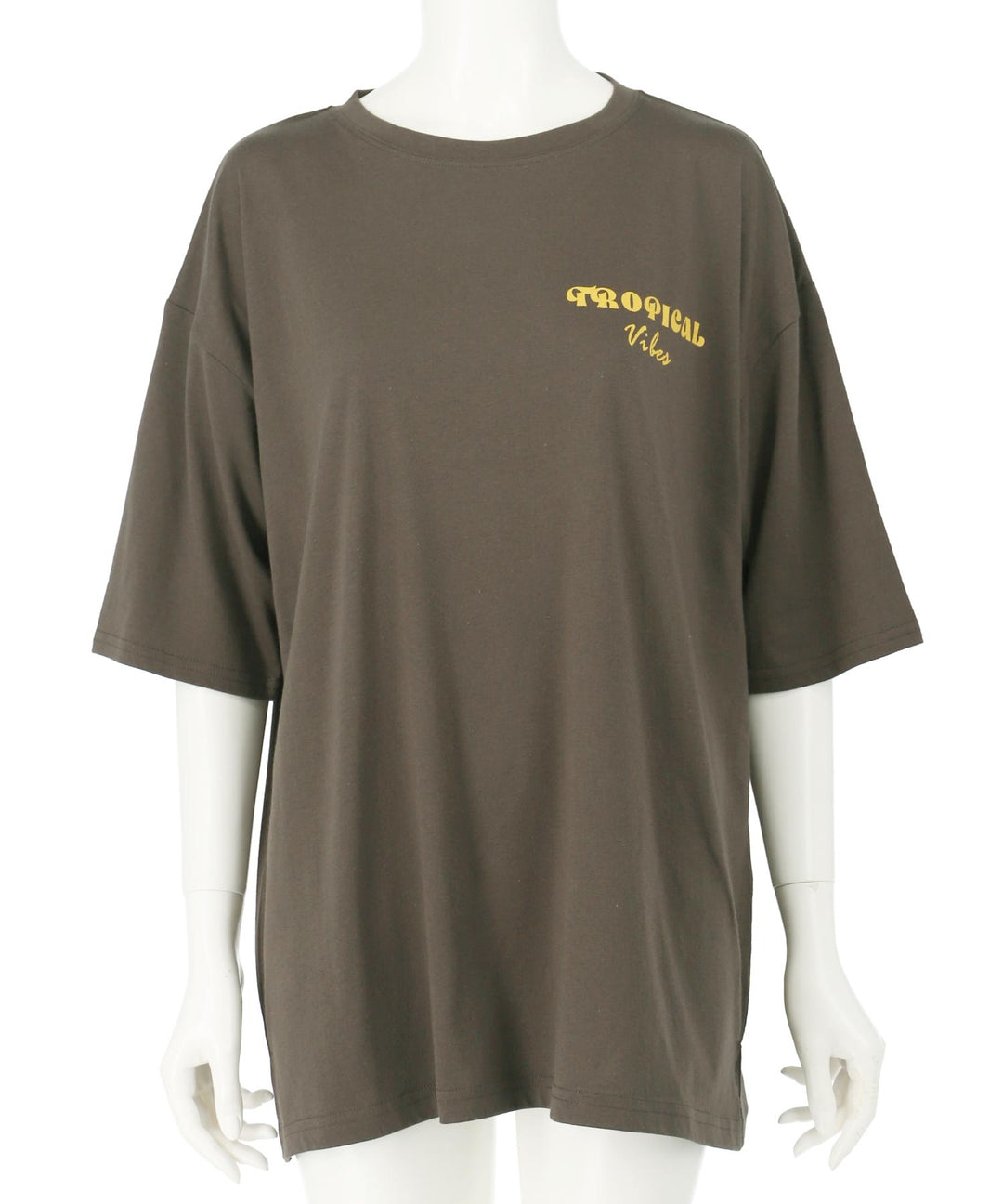 カラー パームツリー プリント オーバーサイズ Tシャツ 853-6027