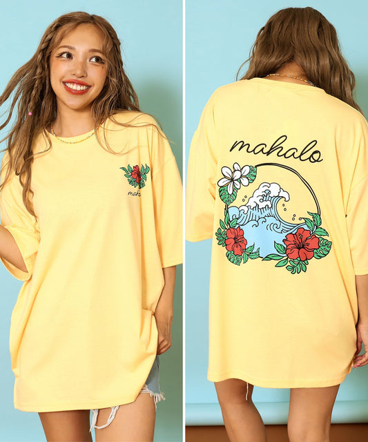 ハワイアン プリント オーバーサイズ Tシャツ 853-6028