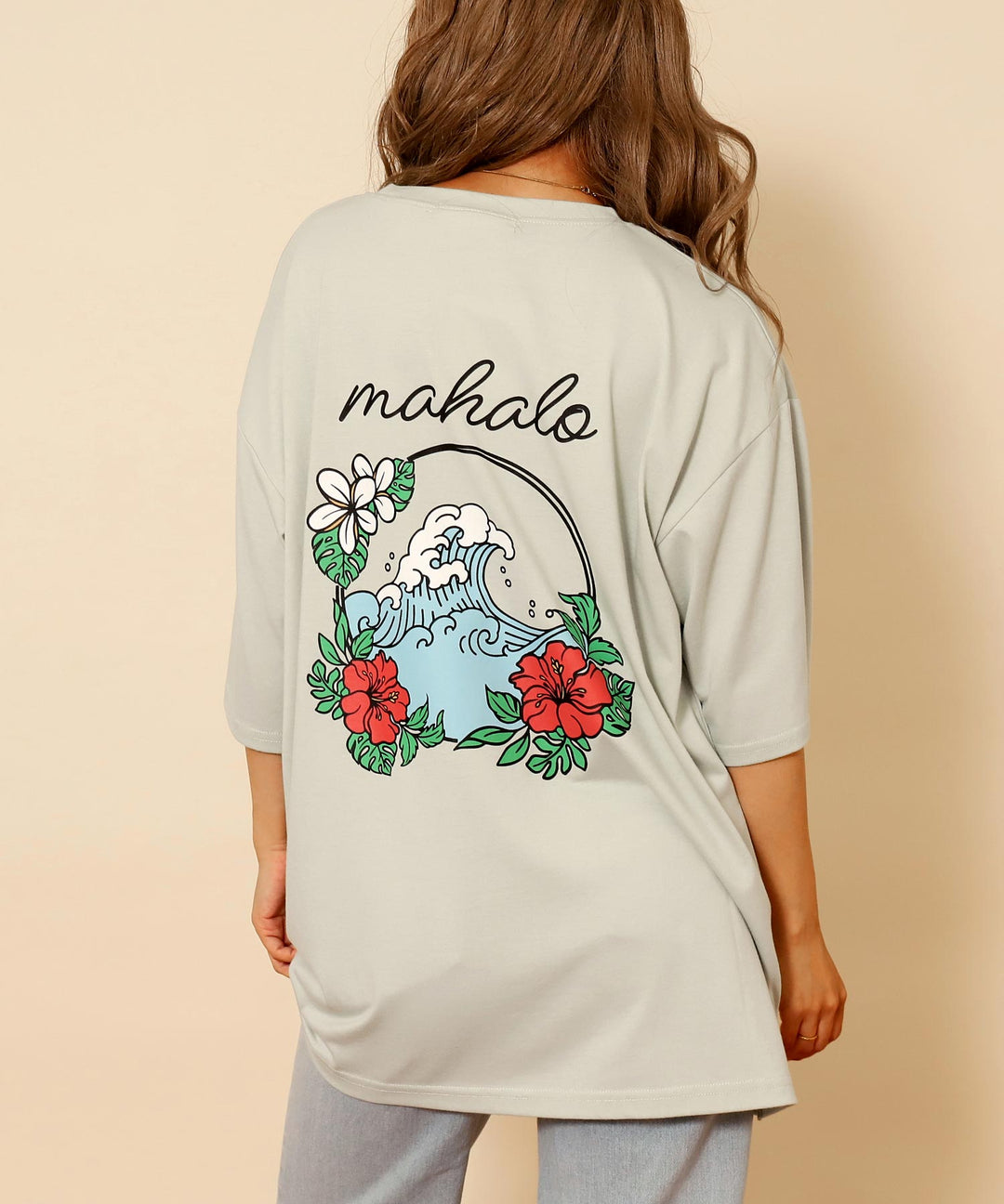 ハワイアン プリント オーバーサイズ Tシャツ 853-6028