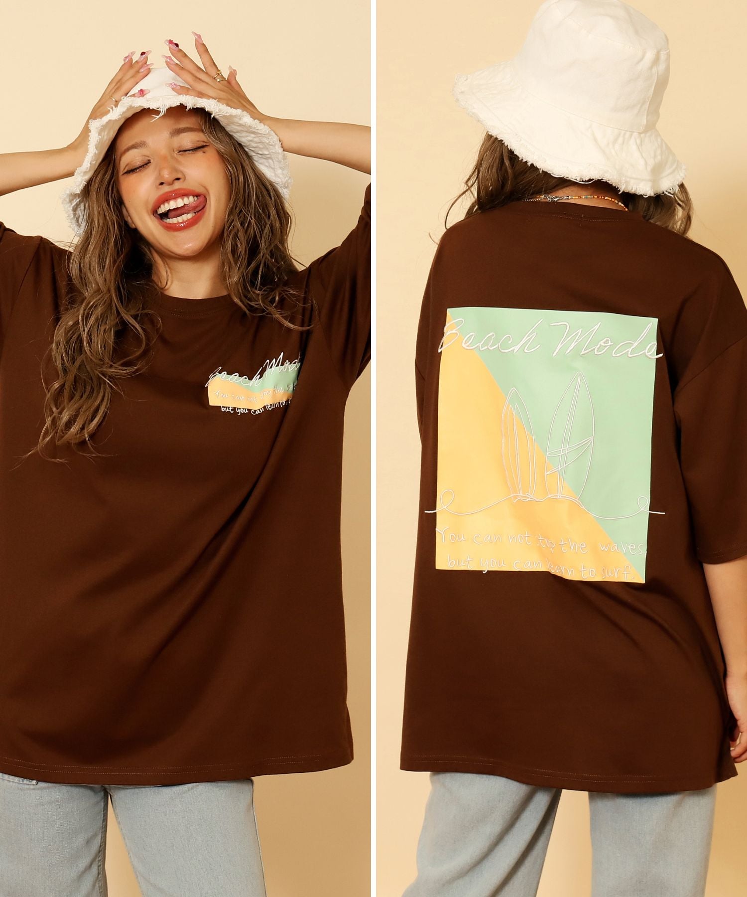 カラー ブロック サーフ 刺繍 オーバーサイズ Tシャツ 853-6029 – ANAP