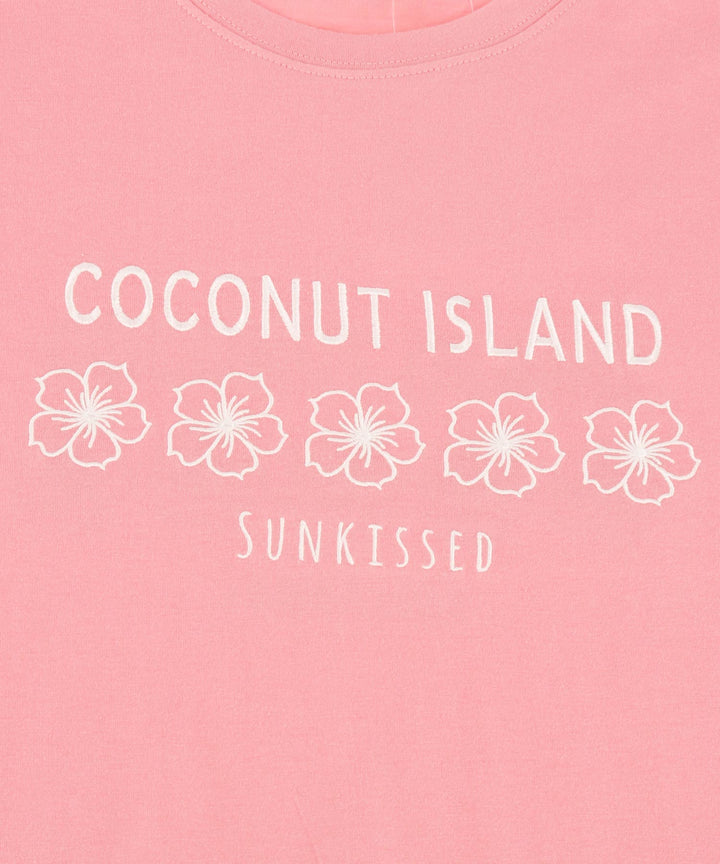 ハイビスカス カラー 刺繍 オーバーサイズ Tシャツ 853-6030