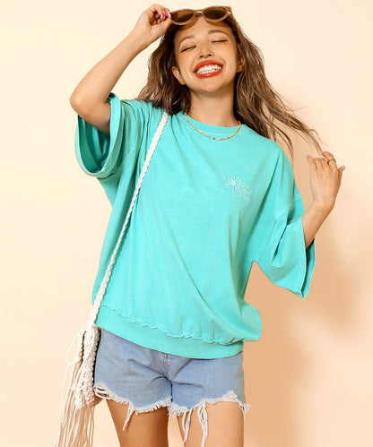 ピグメント 加工 刺繍 カット オフ Tシャツ 853-6042
