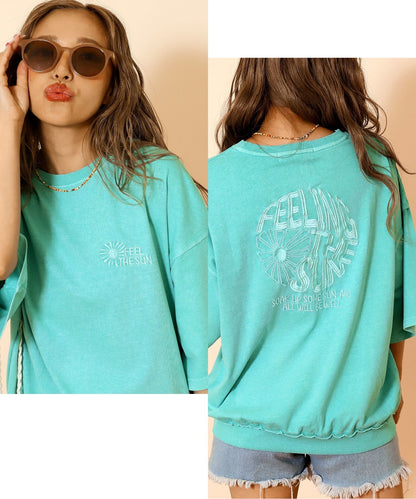 ピグメント 加工 刺繍 カット オフ Tシャツ 853-6042