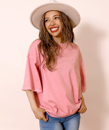 ピグメント 加工 刺繍 カット オフ Tシャツ 853-6042