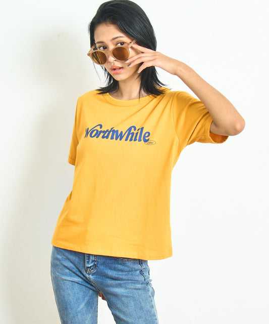 カラー ロゴ プリント コンパクト Tシャツ 853-6044