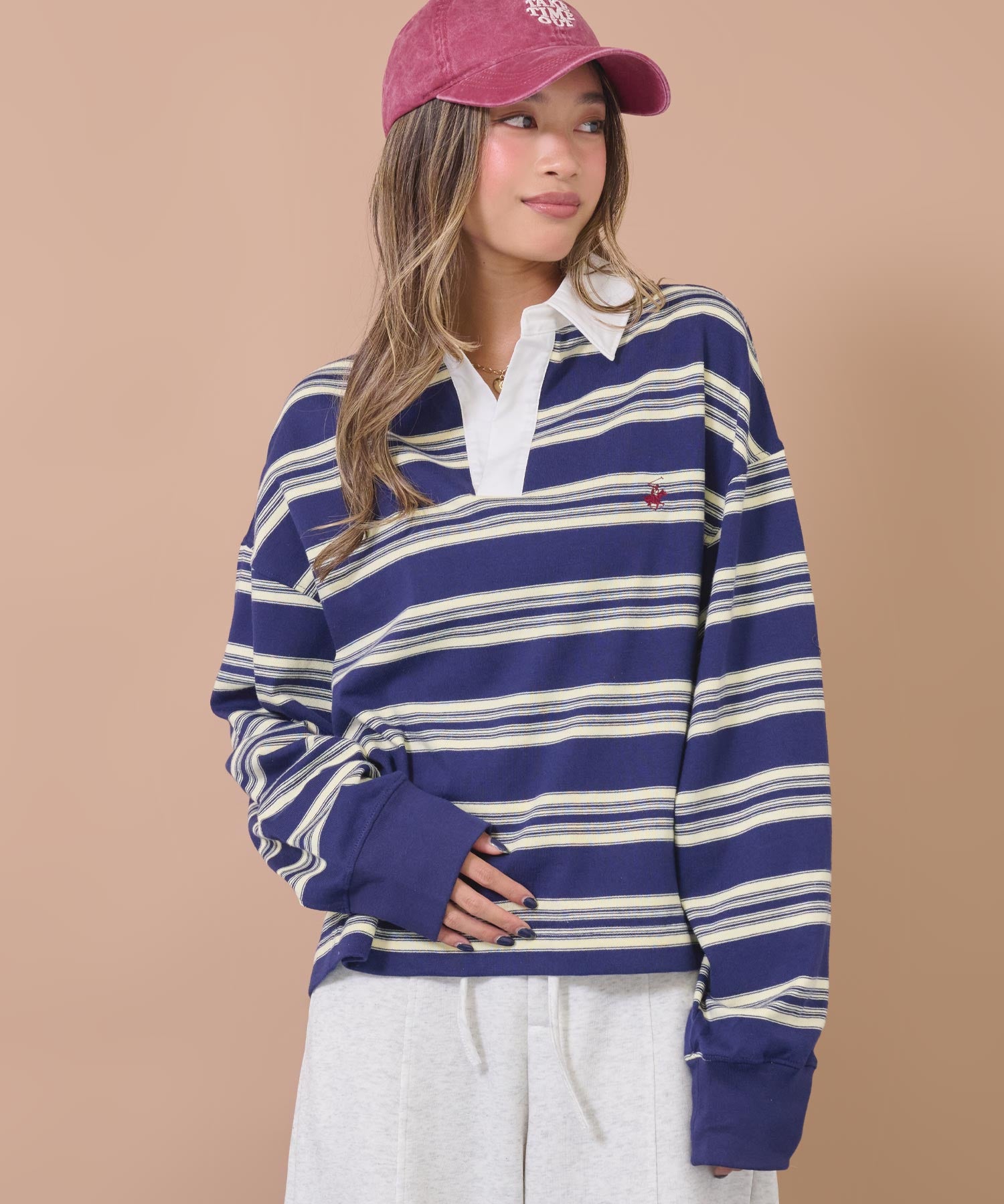 BEVERLY HILLS POLO CLUBスキッパーネックラガーシャツ 853-6053
