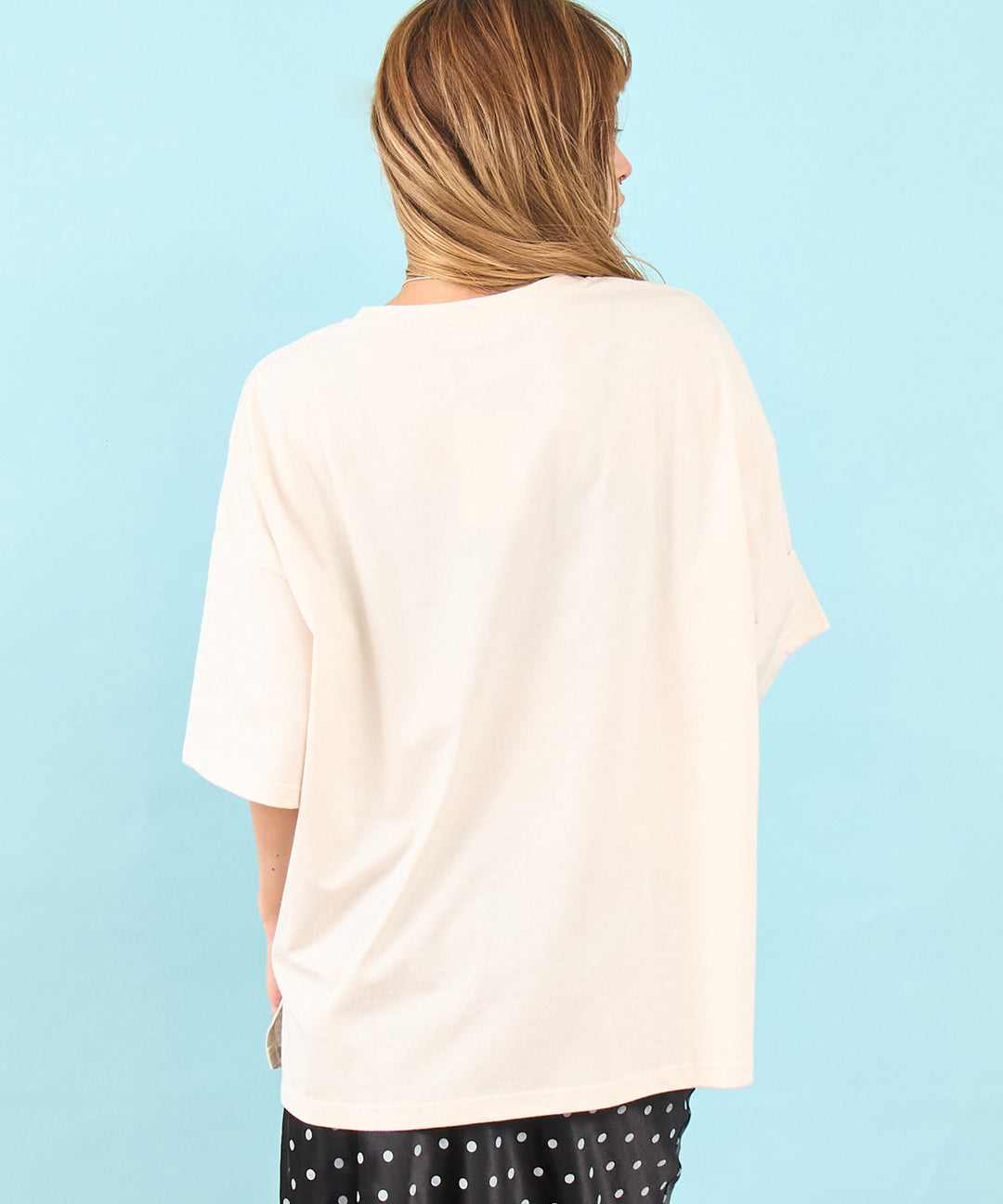オイスター プリント 半袖 オーバーサイズ Tシャツ 853-6024