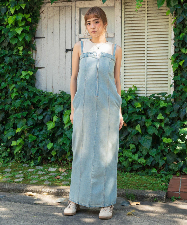フロント ジップ デニム ロング ジャンパー スカート 857-5934