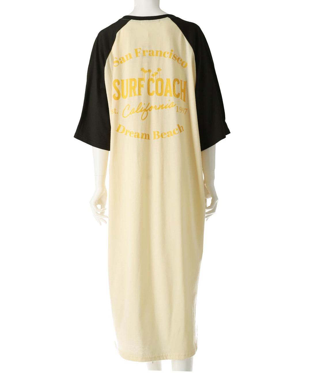 ラグラン サークル ロゴ ビッグ マキシ 5分袖 Tシャツワンピース 857-5952