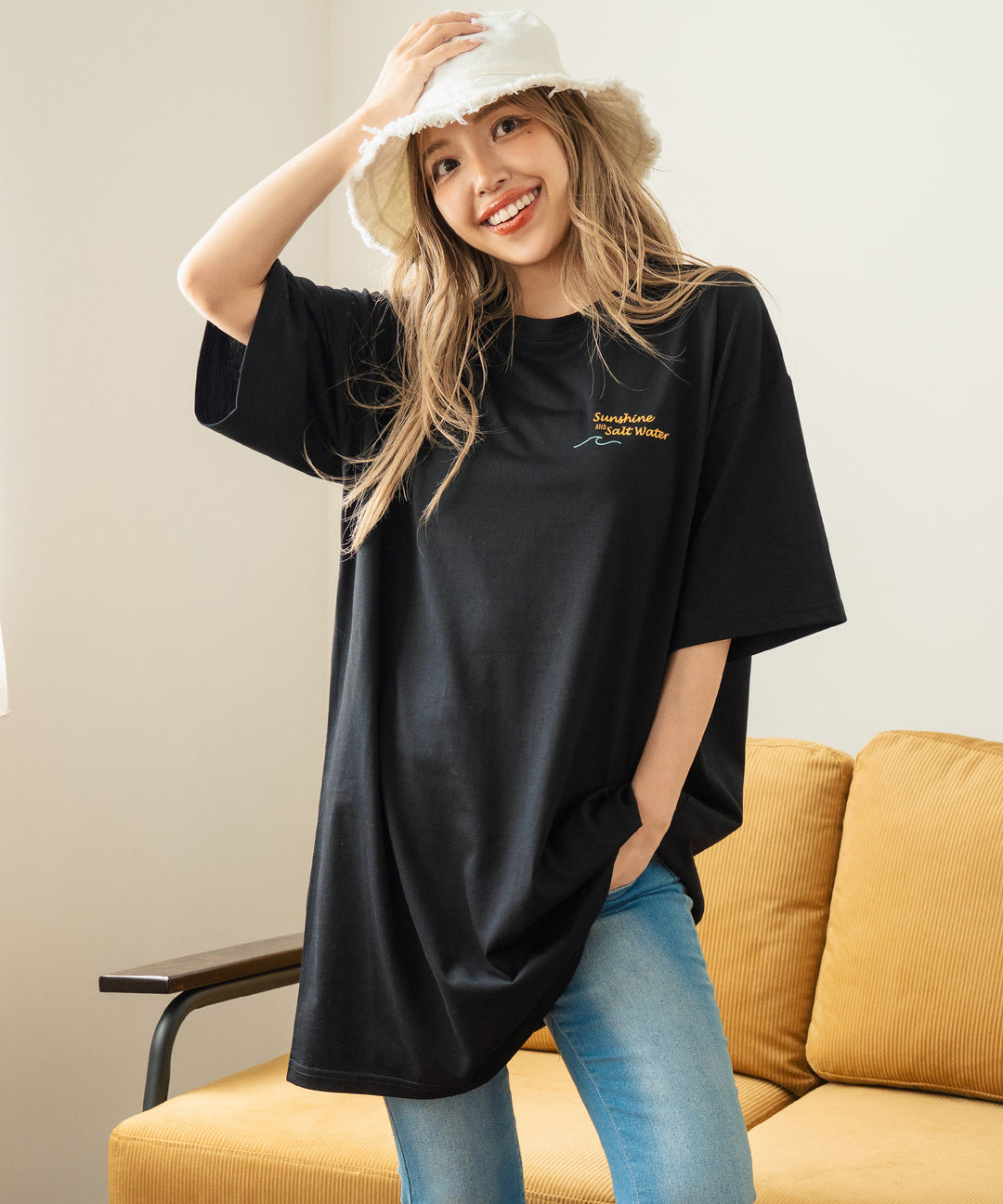 SUN &amp; SEA サーフ プリント ビッグ Tシャツ ワンピース 857-5969