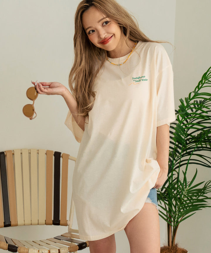 SUN &amp; SEA サーフ プリント ビッグ Tシャツ ワンピース 857-5969
