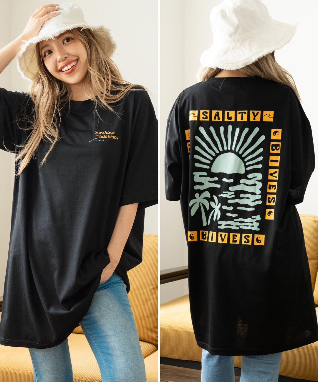 SUN &amp; SEA サーフ プリント ビッグ Tシャツ ワンピース 857-5969