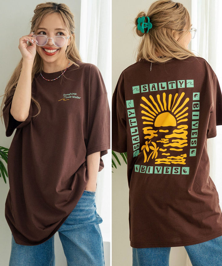 SUN &amp; SEA サーフ プリント ビッグ Tシャツ ワンピース 857-5969