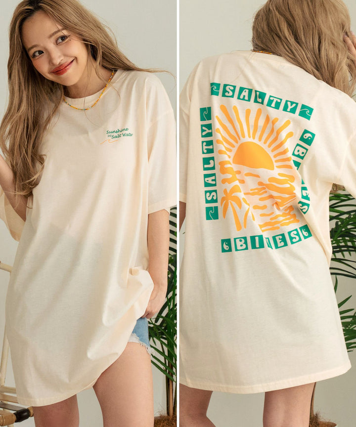 SUN &amp; SEA サーフ プリント ビッグ Tシャツ ワンピース 857-5969