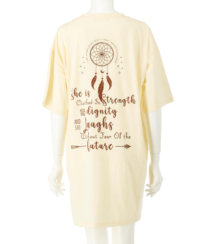BOHO Dream catcher メッセージ プリント ビッグ Tシャツ ワンピース 857-5970