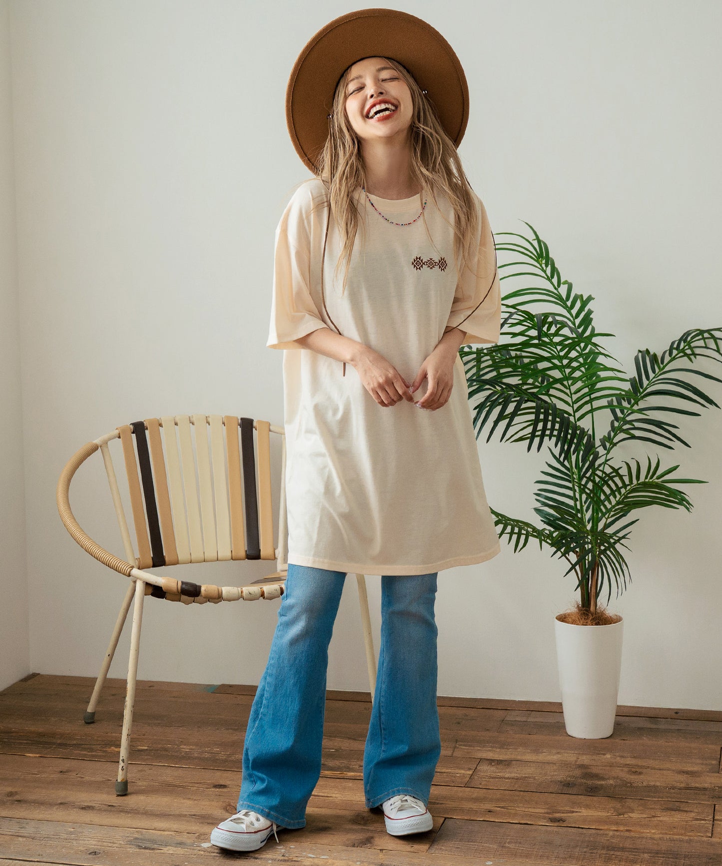 BOHO Dream catcher メッセージ プリント ビッグ Tシャツ ワンピース 857-5970
