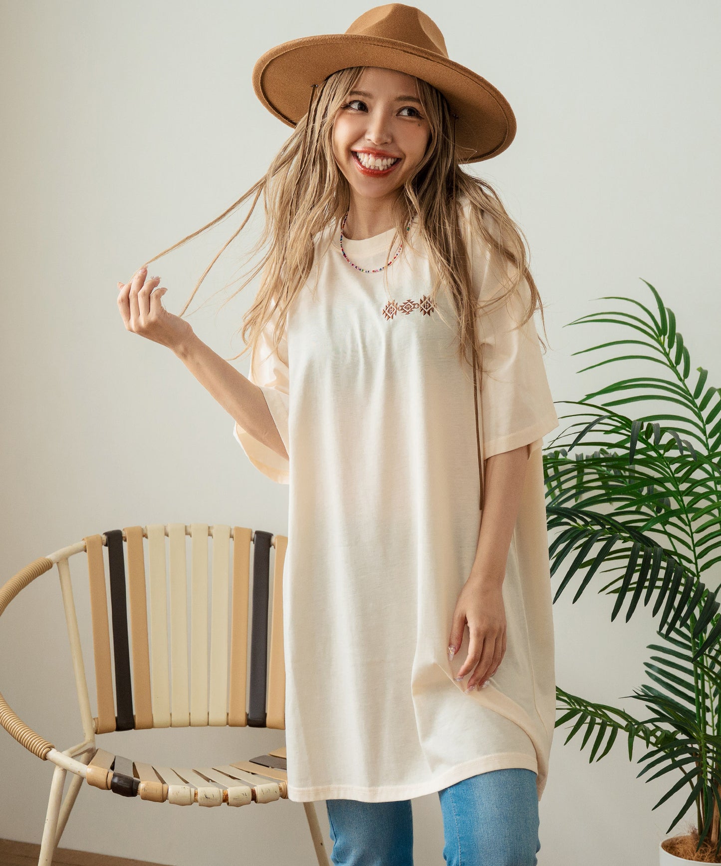 BOHO Dream catcher メッセージ プリント ビッグ Tシャツ ワンピース 857-5970