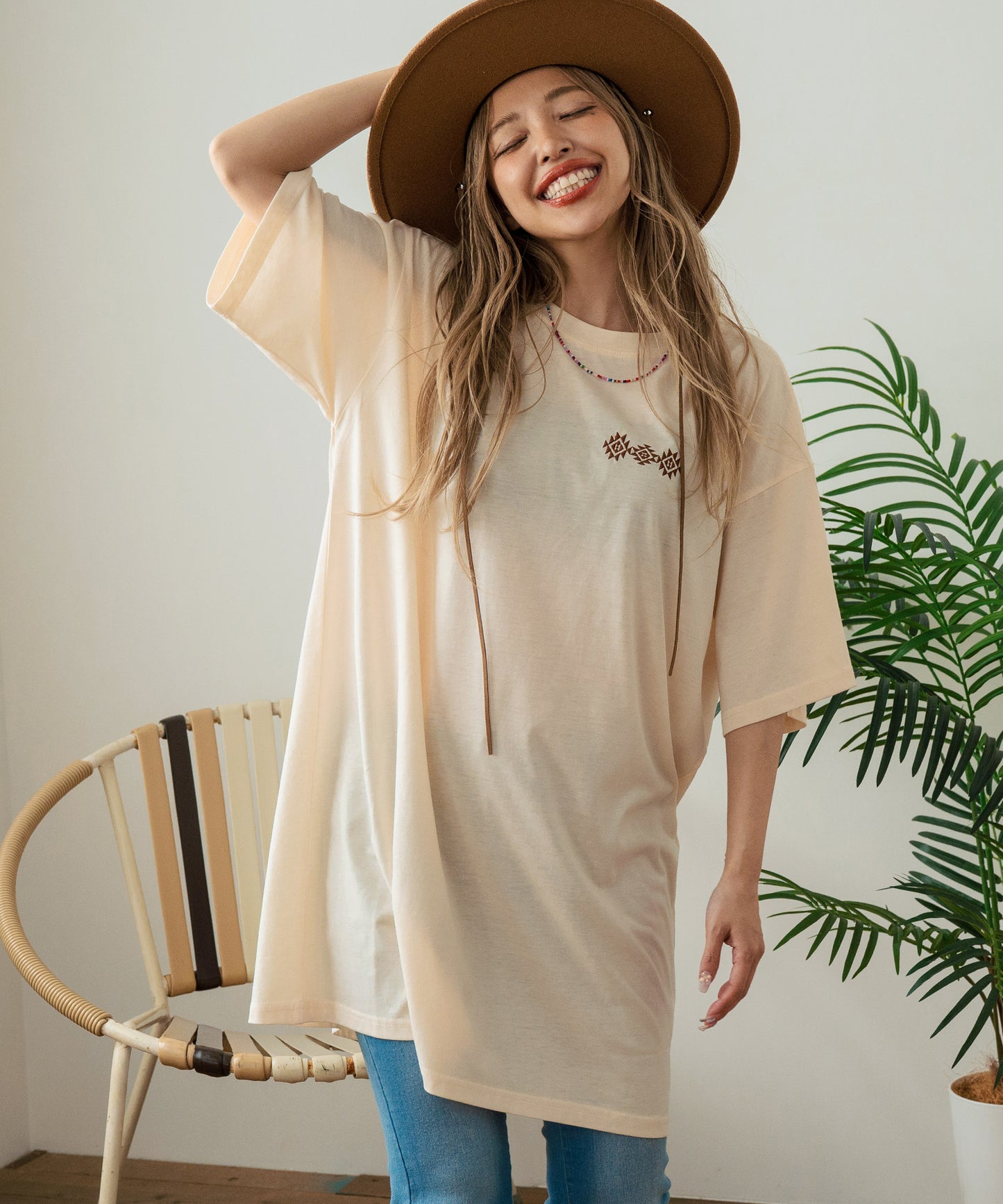 BOHO Dream catcher メッセージ プリント ビッグ Tシャツ ワンピース 857-5970