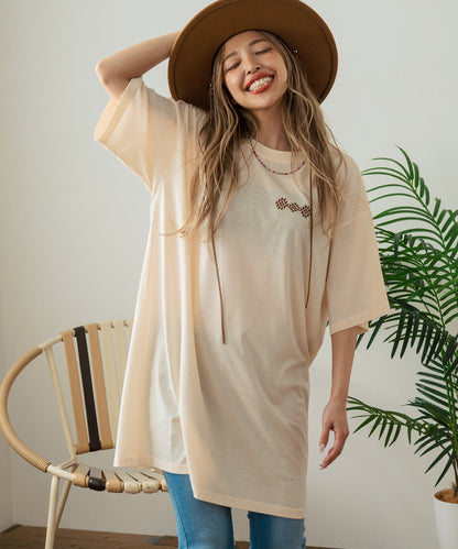 BOHO Dream catcher メッセージ プリント ビッグ Tシャツ ワンピース 857-5970