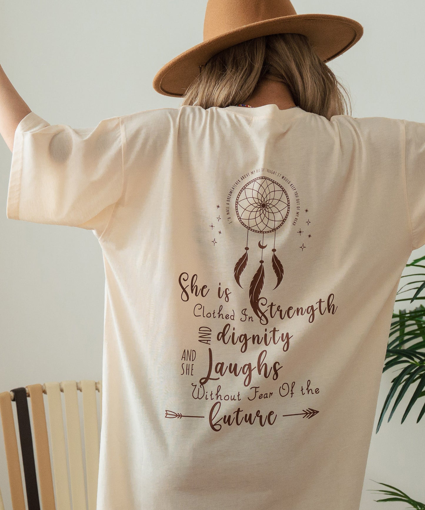 BOHO Dream catcher メッセージ プリント ビッグ Tシャツ ワンピース 857-5970
