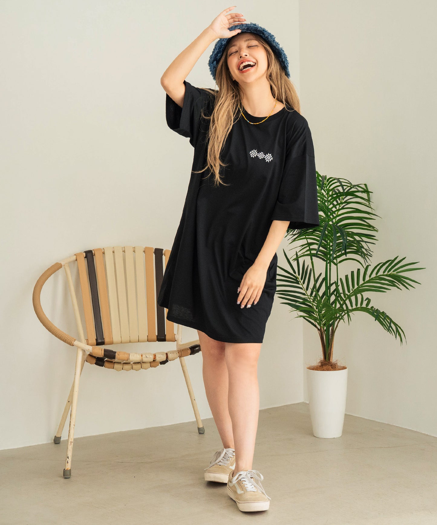 BOHO Dream catcher メッセージ プリント ビッグ Tシャツ ワンピース 857-5970