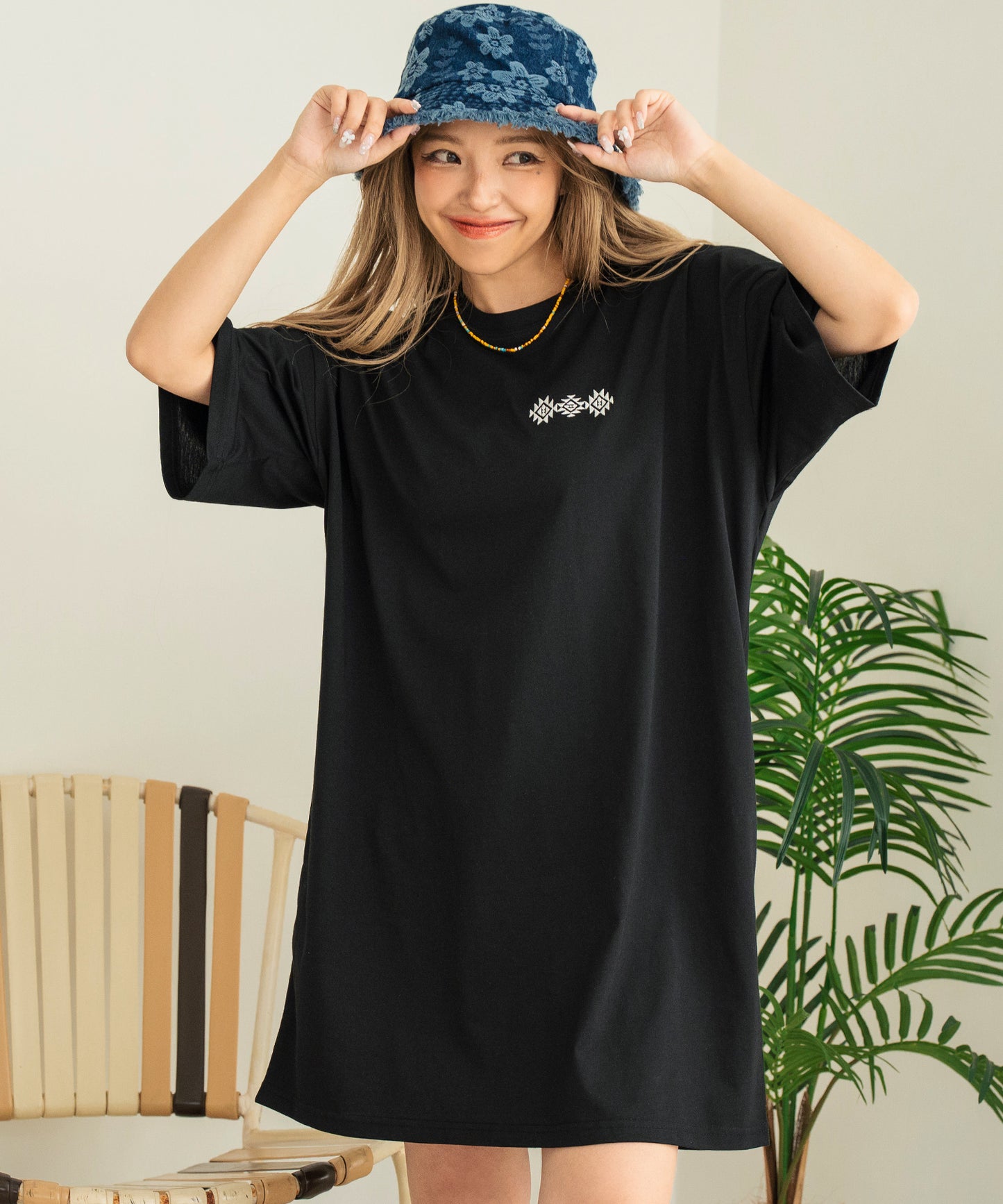 BOHO Dream catcher メッセージ プリント ビッグ Tシャツ ワンピース 857-5970