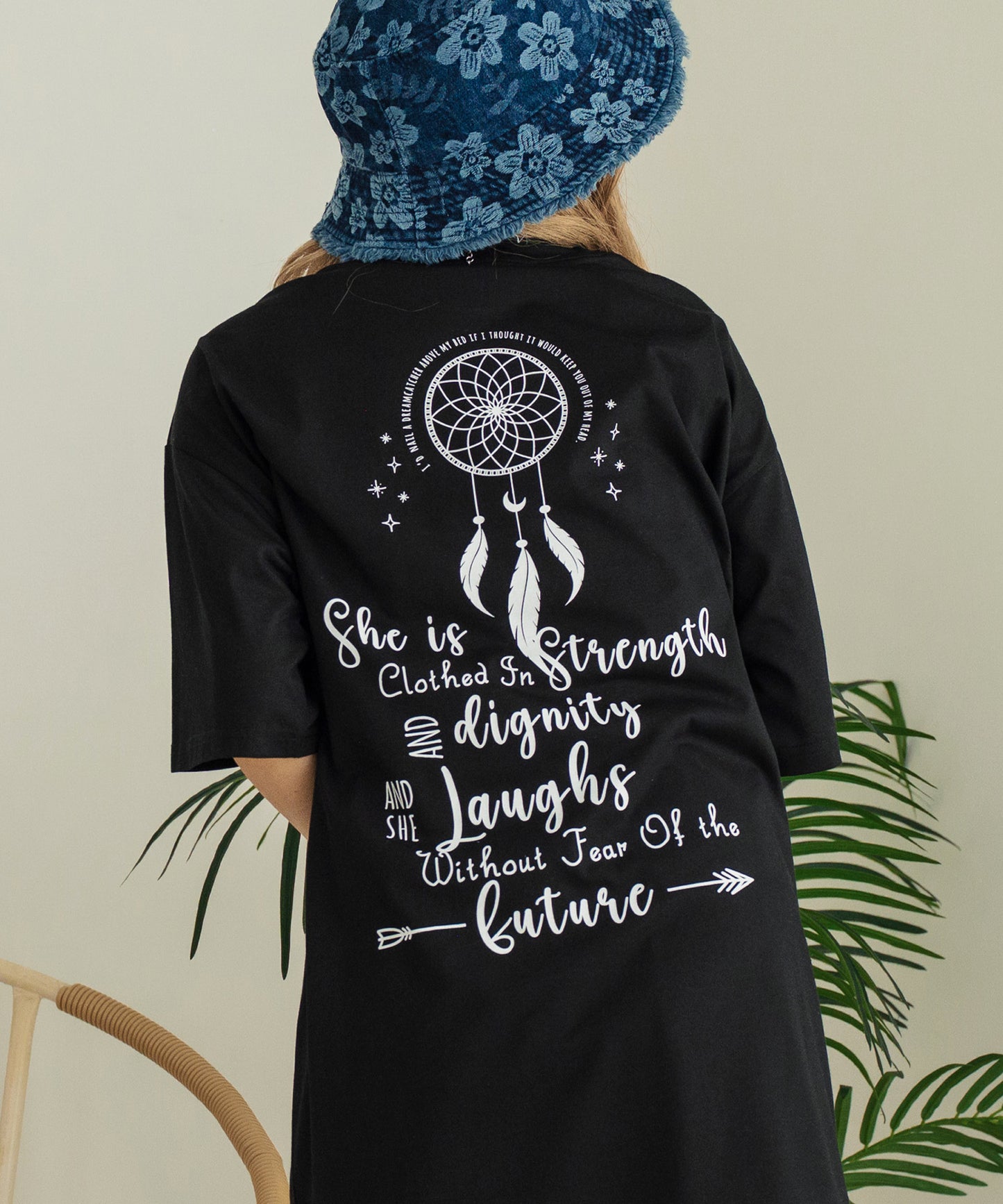 BOHO Dream catcher メッセージ プリント ビッグ Tシャツ ワンピース 857-5970
