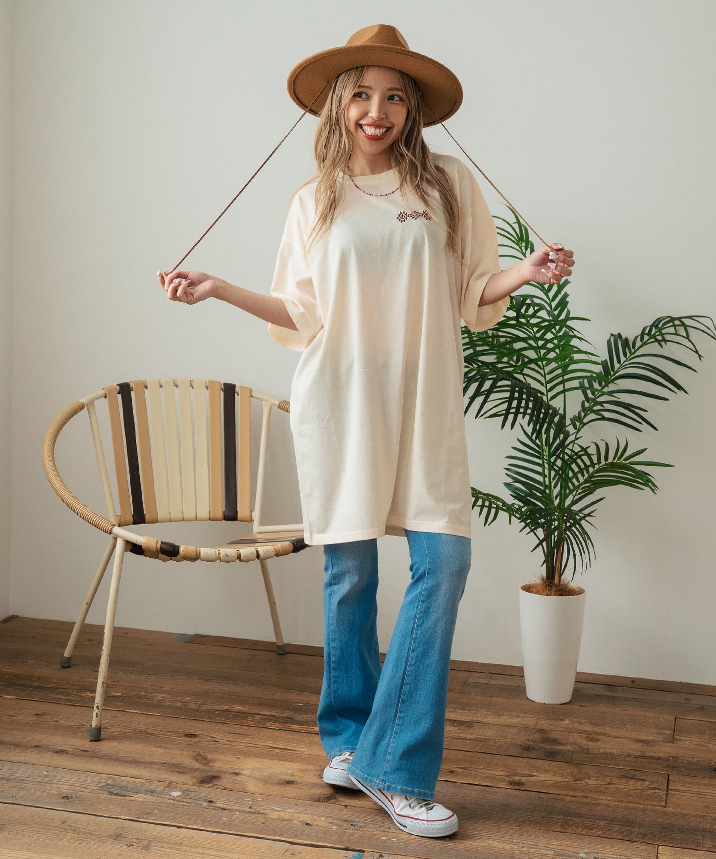 BOHO Dream catcher メッセージ プリント ビッグ Tシャツ ワンピース 857-5970