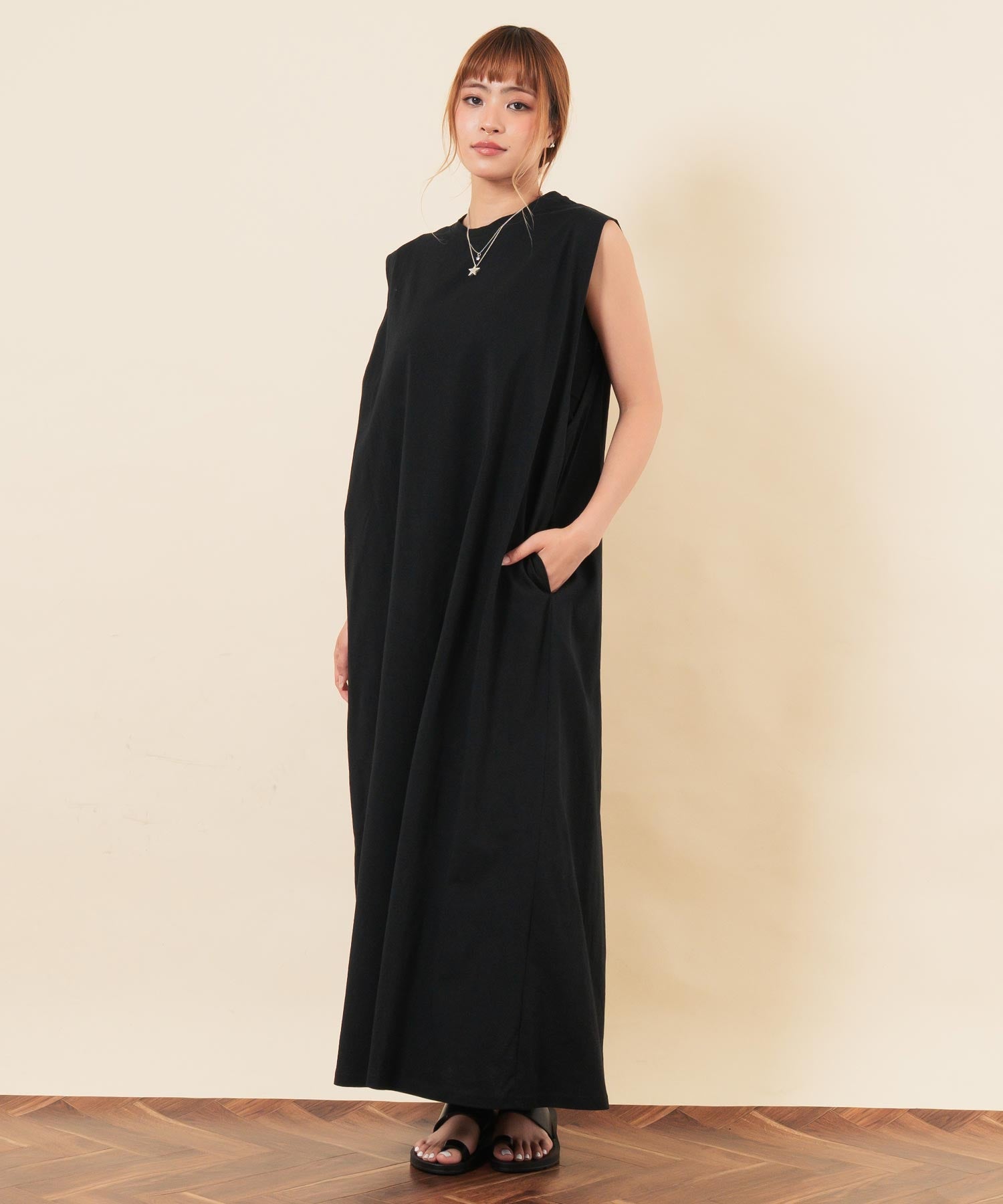 オーバーサイズ ノースリーブ ロング ワンピース 857-6060 – ANAP