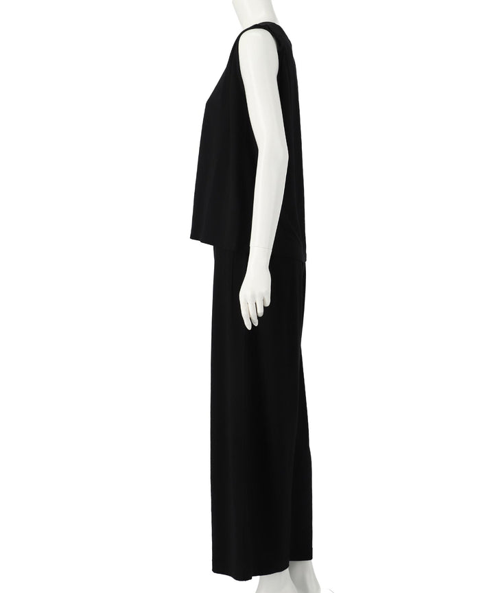 【セット】ノースリーブ トップス &amp; ギャザー リラックス ワイド パンツ カットソー セットアップ 858-5972