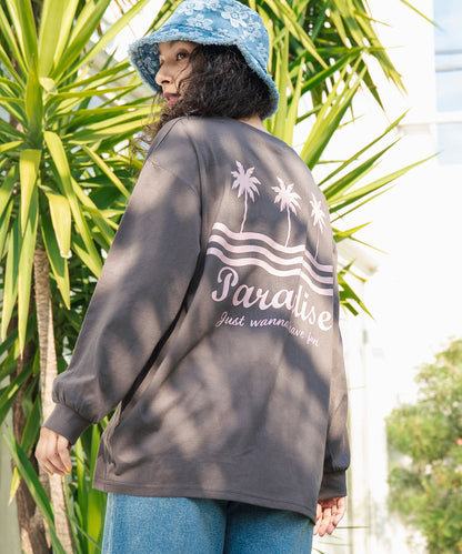 パームツリー サーフプリント ビッグ ロングスリーブ Tシャツ 853-5949