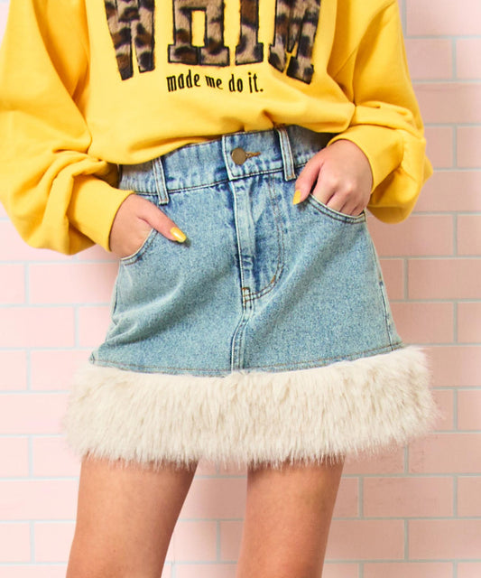 裾ファー デニム スカート 911-7812
