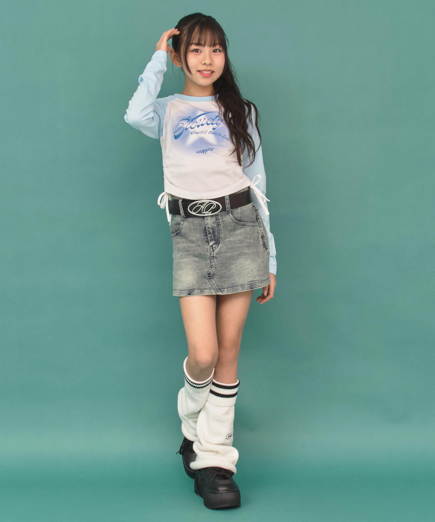 ぎんちゃん　センソユニコスカート、パンツ2点セット バックルベルト付 デニム ミニスカパン（別売りセットアップ） 911