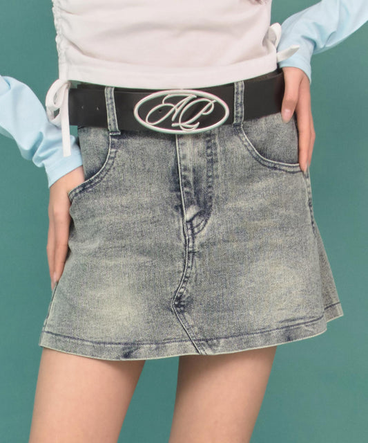 バックルベルト付 デニム ミニスカパン（別売りセットアップ） 911-7897