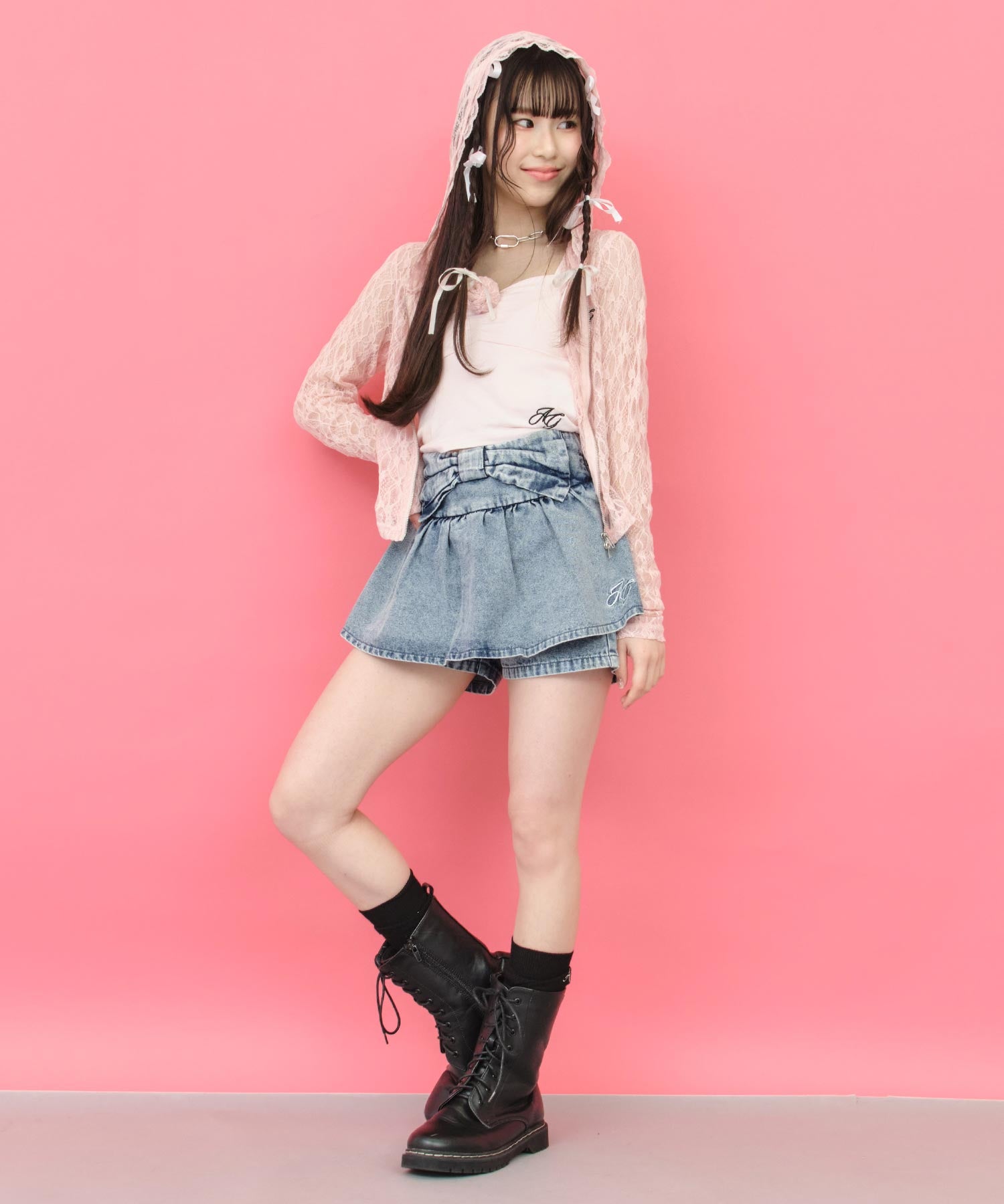 ANAP GiRLs デザイン】リボン モチーフ フリル スカパン 911-7915