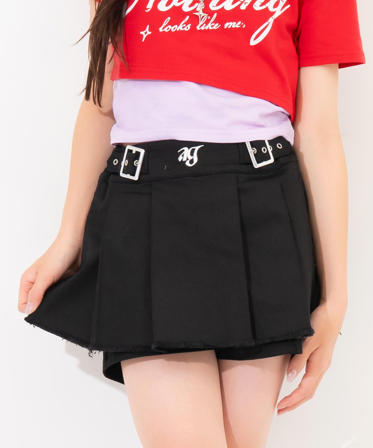 【未使用級】プリーツプリーズ✾変形ナナメプリーツ✾泊黒トップス✾サイズ3 ダメージ プリーツ スカパン【別売りセットアップ】 911-7933 – ANAP
