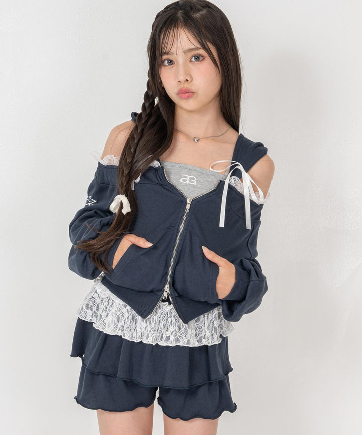 ネイビー(XSサイズ着用/身長：約139cm)