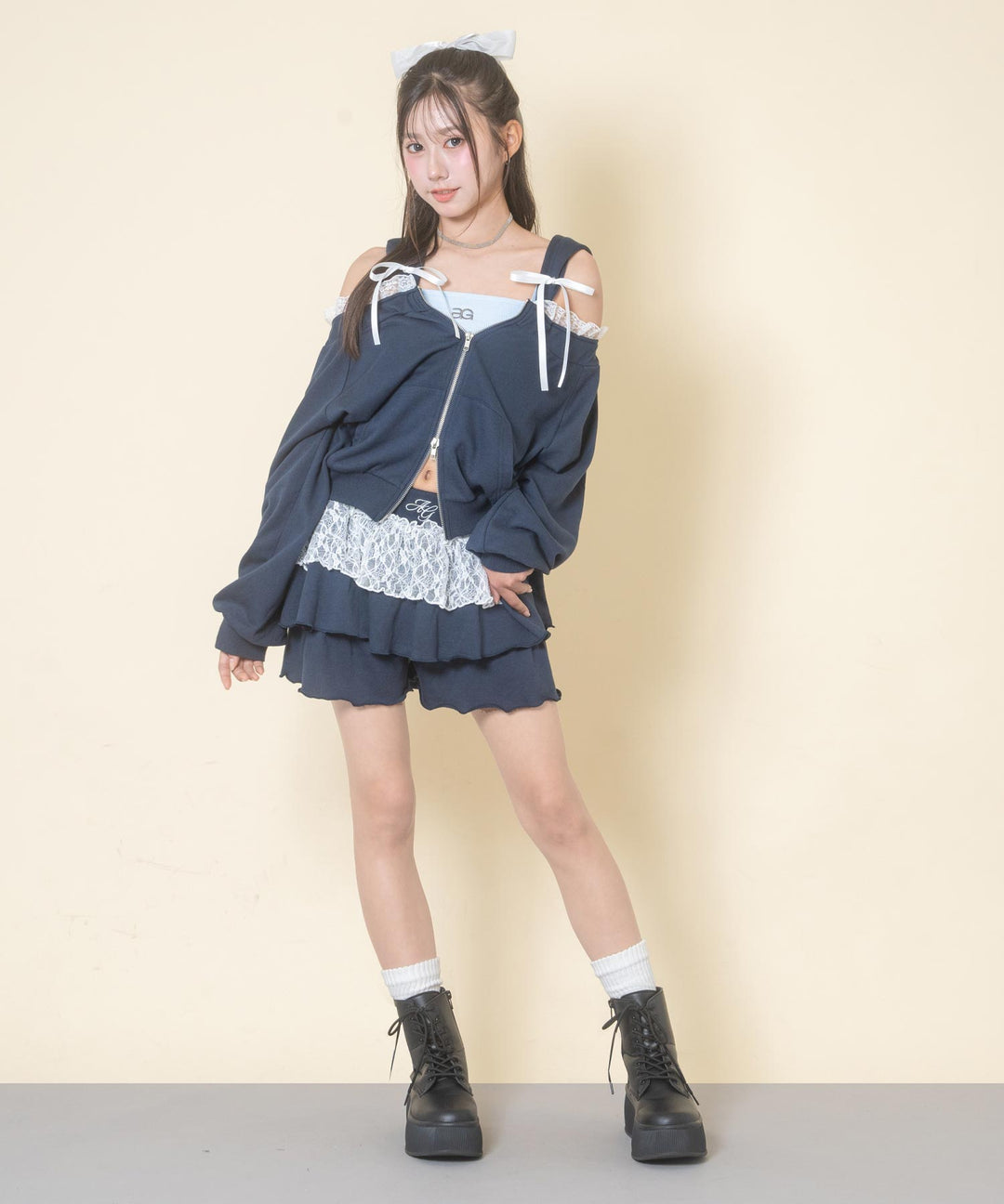 ネイビー(Mサイズ着用/身長：約156cm)